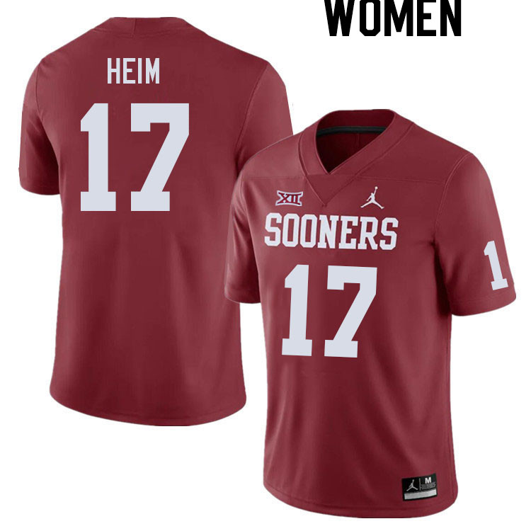 Women #17 Taylor Heim Oklahoma Sooners College Football Jerseys Stitched Sale-Crimson - Click Image to Close